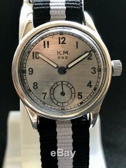 KM Kriegsmarine Alpina 592 Rare Military German Wrist Watch World War II Times