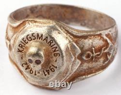 Kriegsmarine 1941-42 Skull WW2 German ring WWII Torpedo Boat Set Germany Army 2p