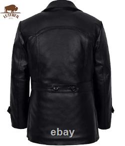 Kriegsmarine Dr Who Halloween Men's German Submarine Pea coat Leather Jacket