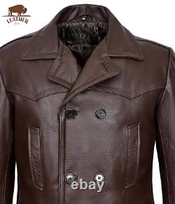 Kriegsmarine Dr Who Halloween Men's German Submarine Pea coat Leather Jacket