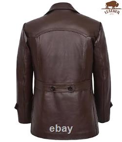 Kriegsmarine Dr Who Halloween Men's German Submarine Pea coat Leather Jacket