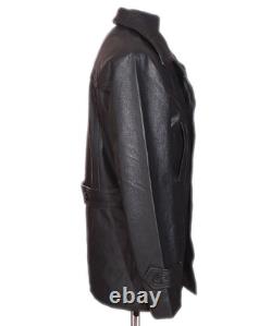 Men's WW2 Kriegsmarine German Military Cowhide Leather Pea Coat Jacket Men's WW2 Kriegsmarine German Military Cowhide Leather Pea Coat Jacket
