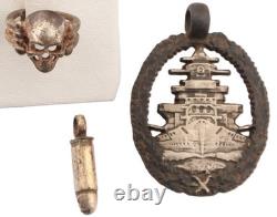 Navy WW2 German pendant Bullet WWII Kriegsmarine Battleship Germany Army Skull