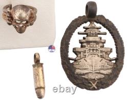 Navy WW2 German pendant Bullet WWII Kriegsmarine Battleship Germany Army Skull