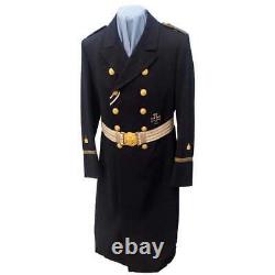 New WW2 German Kriegsmarine Jacket Admiral Black Wool Men Overcoat Fast Shipping