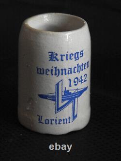 OLD WW2 German KRIEGSMARINE 2 U-Boat Flotilla 1942 LORIENT SMALL BEER MUG STEIN