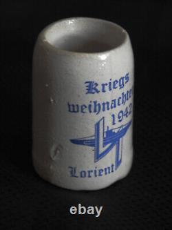 OLD WW2 German KRIEGSMARINE 2 U-Boat Flotilla 1942 LORIENT SMALL BEER MUG STEIN