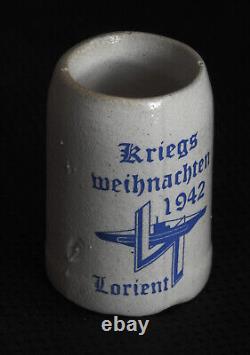 OLD WW2 German KRIEGSMARINE 2 U-Boat Flotilla 1942 LORIENT SMALL BEER MUG STEIN