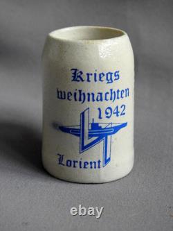 Old WW2 German KRIEGSMARINE 2 U-Boat Flotilla 1942 LORIENT SMALL BEER MUG STEIN