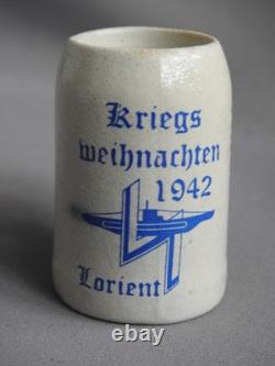 Old WW2 German KRIEGSMARINE 2 U-Boat Flotilla 1942 LORIENT SMALL BEER MUG STEIN
