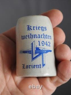 Old WW2 German KRIEGSMARINE 2 U-Boat Flotilla 1942 LORIENT SMALL BEER MUG STEIN