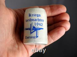 Old WW2 German KRIEGSMARINE 2 U-Boat Flotilla 1942 LORIENT SMALL BEER MUG STEIN