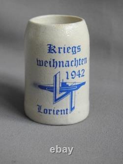 Old WW2 German KRIEGSMARINE 2 U-Boat Flotilla 1942 LORIENT SMALL BEER MUG STEIN