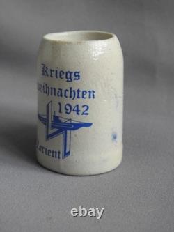 Old WW2 German KRIEGSMARINE 2 U-Boat Flotilla 1942 LORIENT SMALL BEER MUG STEIN