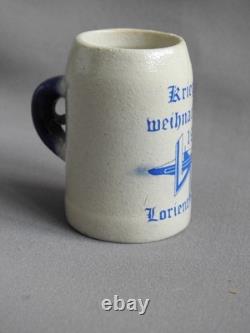 Old WW2 German KRIEGSMARINE 2 U-Boat Flotilla 1942 LORIENT SMALL BEER MUG STEIN