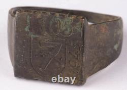 Orig. Ww 2 German Kriegsmarine U-1051 Dolphin Over 7 Conning Tower Emblem Ring