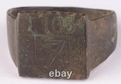Orig. Ww 2 German Kriegsmarine U-1051 Dolphin Over 7 Conning Tower Emblem Ring