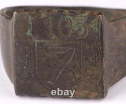 Orig. Ww 2 German Kriegsmarine U-1051 Dolphin Over 7 Conning Tower Emblem Ring