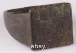 Orig. Ww 2 German Kriegsmarine U-1051 Dolphin Over 7 Conning Tower Emblem Ring