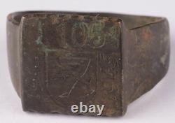 Orig. Ww 2 German Kriegsmarine U-1051 Dolphin Over 7 Conning Tower Emblem Ring