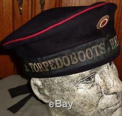 Original WW1 German Kriegsmarine Boat 3 Torpedoboot Uniform Cap Hat Insignia WW2