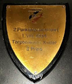 Original WW2 1934 German Kriegsmarine Torpedoboot Navy Plaque Personal Item Flag