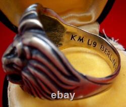 Original WW2 1942 German Army Navy Kriegsmarine U-boat Officer Berlin Lion Ring