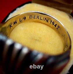 Original WW2 1942 German Army Navy Kriegsmarine U-boat Officer Berlin Lion Ring