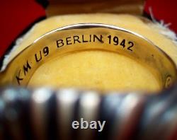 Original WW2 1942 German Army Navy Kriegsmarine U-boat Officer Berlin Lion Ring