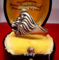 Original WW2 1942 German Army Navy Kriegsmarine U-boat Officer Berlin Lion Ring