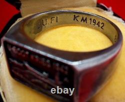 Original WW2 German 1942 Kriegsmarine 2 Unterseeboot Flotille Submariner Ring