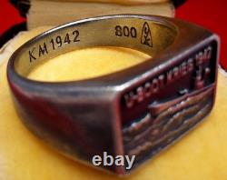 Original WW2 German 1942 Kriegsmarine 2 Unterseeboot Flotille Submariner Ring