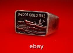Original WW2 German 1942 Kriegsmarine 2 Unterseeboot Flotille Submariner Ring