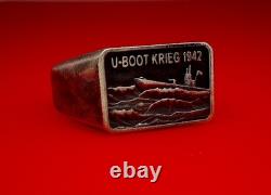 Original WW2 German 1942 Kriegsmarine 2 Unterseeboot Flotille Submariner Ring