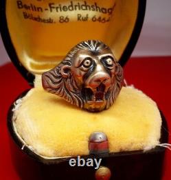 Original WW2 German 1942 Kriegsmarine U-boat officer Lion Ring with red garnet