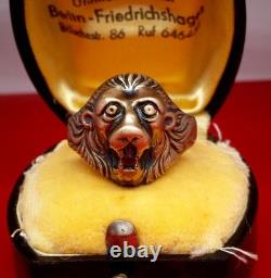 Original WW2 German 1942 Kriegsmarine U-boat officer Lion Ring with red garnet