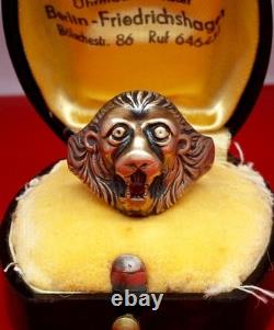 Original WW2 German 1942 Kriegsmarine U-boat officer Lion Ring with red garnet