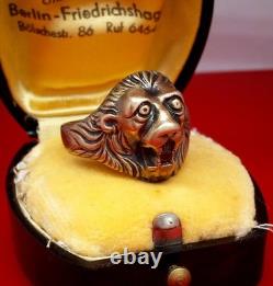 Original WW2 German 1942 Kriegsmarine U-boat officer Lion Ring with red garnet