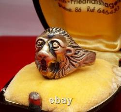 Original WW2 German 1942 Kriegsmarine U-boat officer Lion Ring with red garnet