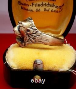 Original WW2 German 1942 Kriegsmarine U-boat officer Lion Ring with red garnet
