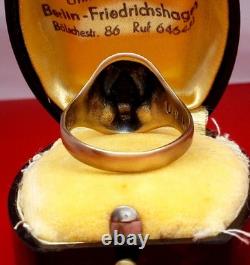 Original WW2 German 1942 Kriegsmarine U-boat officer Lion Ring with red garnet