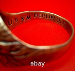 Original WW2 German 1942 Kriegsmarine U-boat officer Lion Ring with red garnet