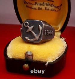 Original WW2 German 1944 Navy Kriegsmarine U-boat convoy Wolfpack Silver Ring