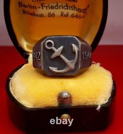 Original WW2 German 1944 Navy Kriegsmarine U-boat convoy Wolfpack Silver Ring