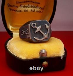 Original WW2 German 1944 Navy Kriegsmarine U-boat convoy Wolfpack Silver Ring