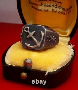Original WW2 German 1944 Navy Kriegsmarine U-boat convoy Wolfpack Silver Ring