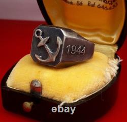 Original WW2 German 1944 Navy Kriegsmarine U-boat convoy Wolfpack Silver Ring