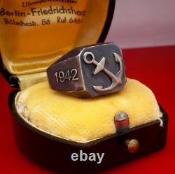 Original WW2 German 1944 Navy Kriegsmarine U-boat convoy Wolfpack Silver Ring