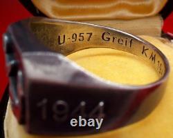 Original WW2 German 1944 Navy Kriegsmarine U-boat convoy Wolfpack Silver Ring