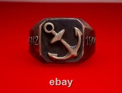 Original WW2 German 1944 Navy Kriegsmarine U-boat convoy Wolfpack Silver Ring